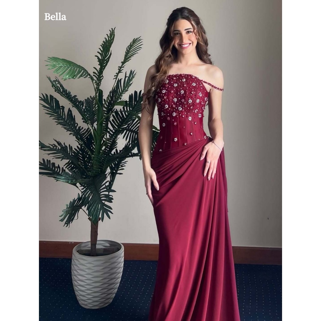 Women Formal Wear For Graduation - Bella Customized Satin Off-the-shoulder Prom Dresses