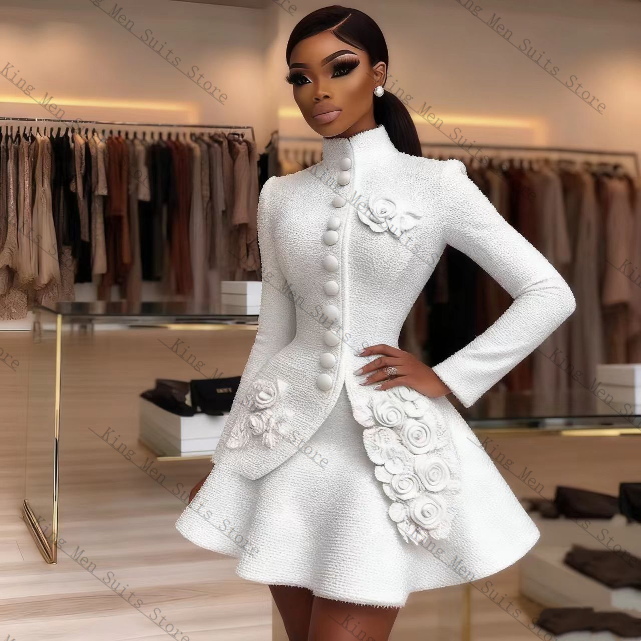 Women Formal Wear Blazer Set - Luxury White Women Suit Set 2