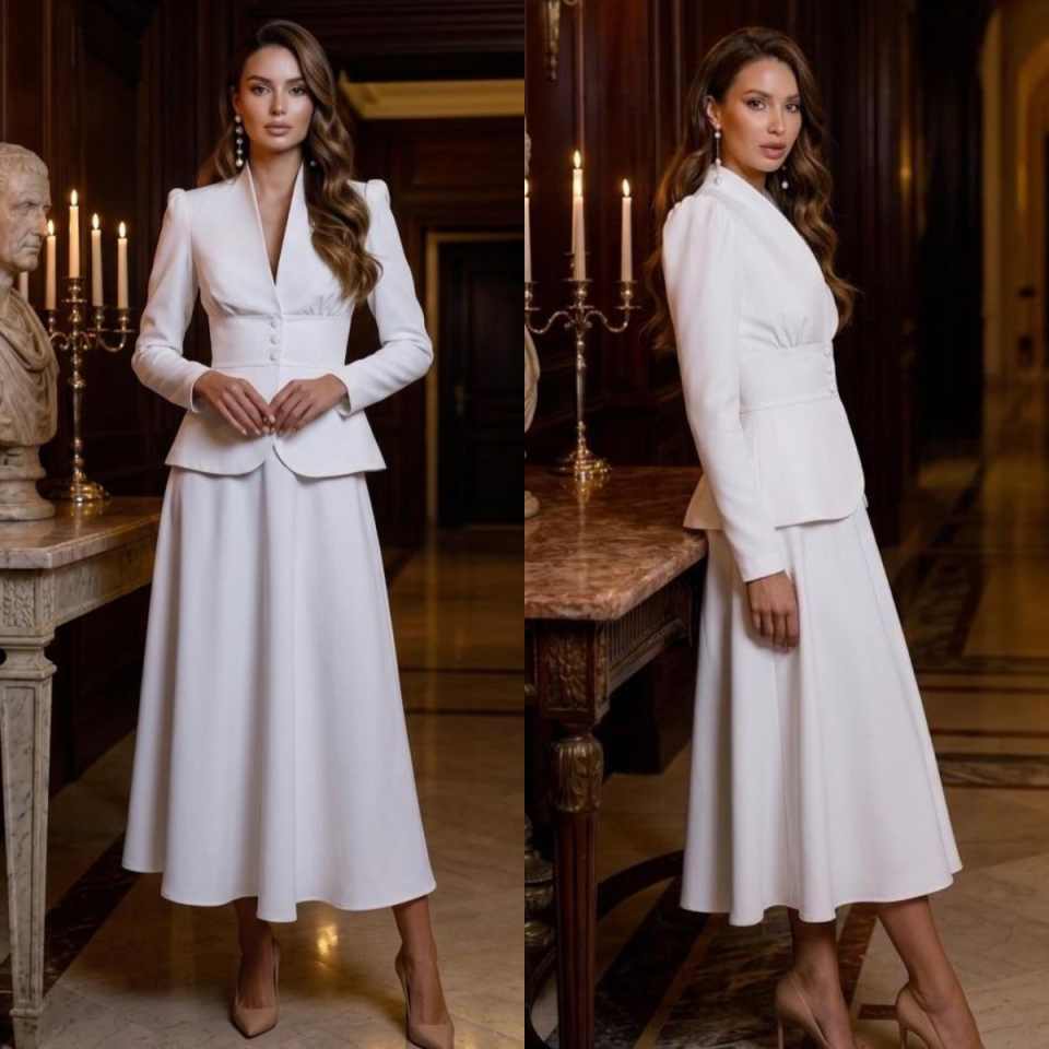 Women Formal Wear Blazer Set - Elegant Two Piece Women Suit Set