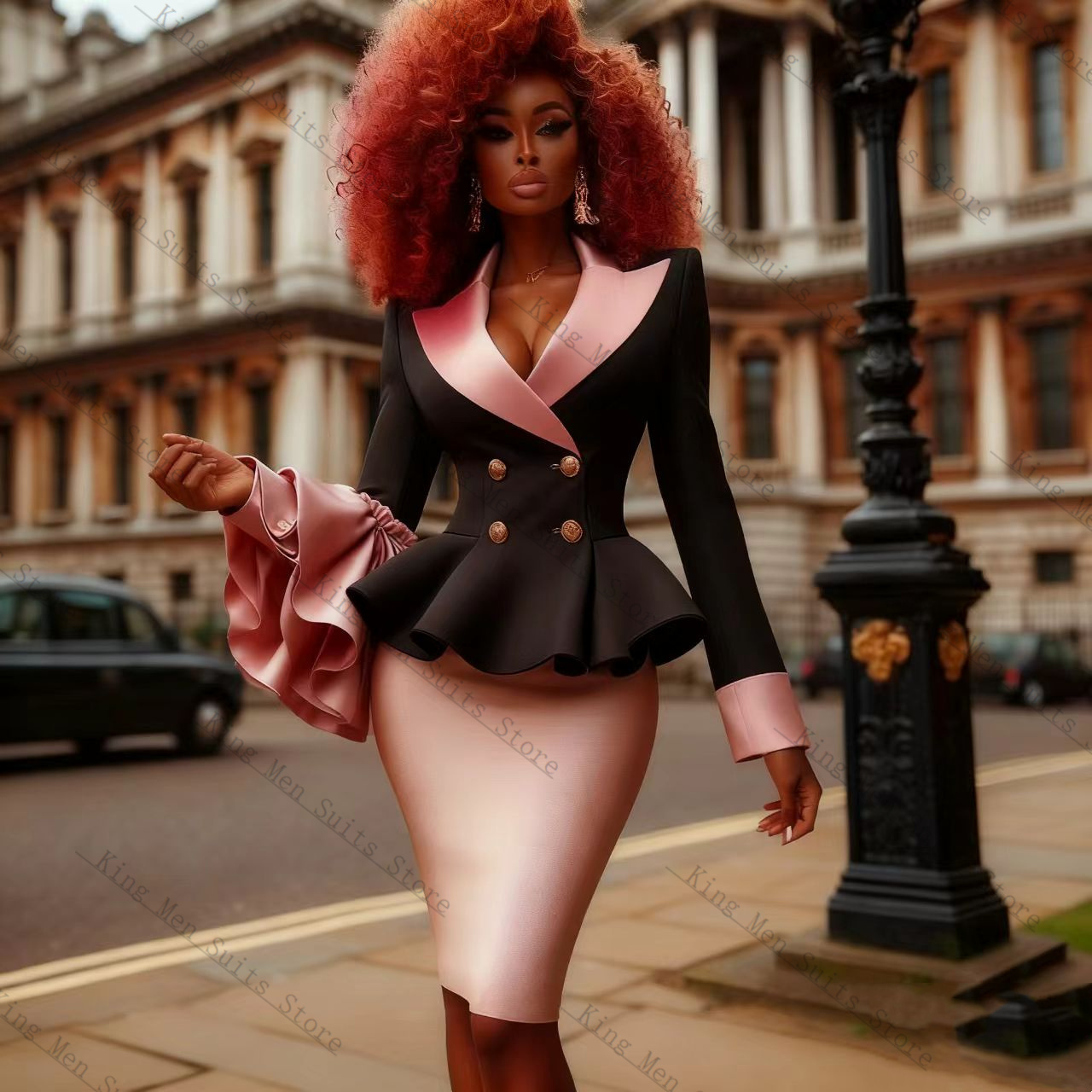 Black Pink Women Suit Set 2 Pc - огляд і ціна Women Formal Wear Blazer Set