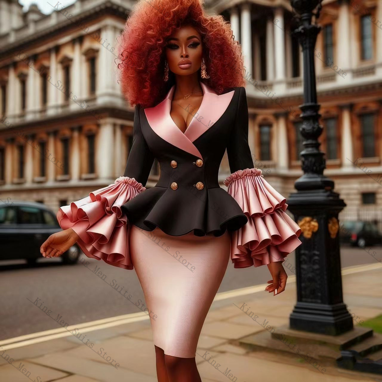 Black Pink Women Suit Set 2 Pc - огляд і ціна Women Formal Wear Blazer Set