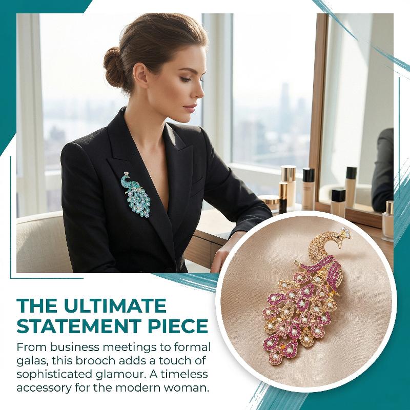 Unique Peacock Brooch Pin For  - огляд і ціна Women Formal Wear Look