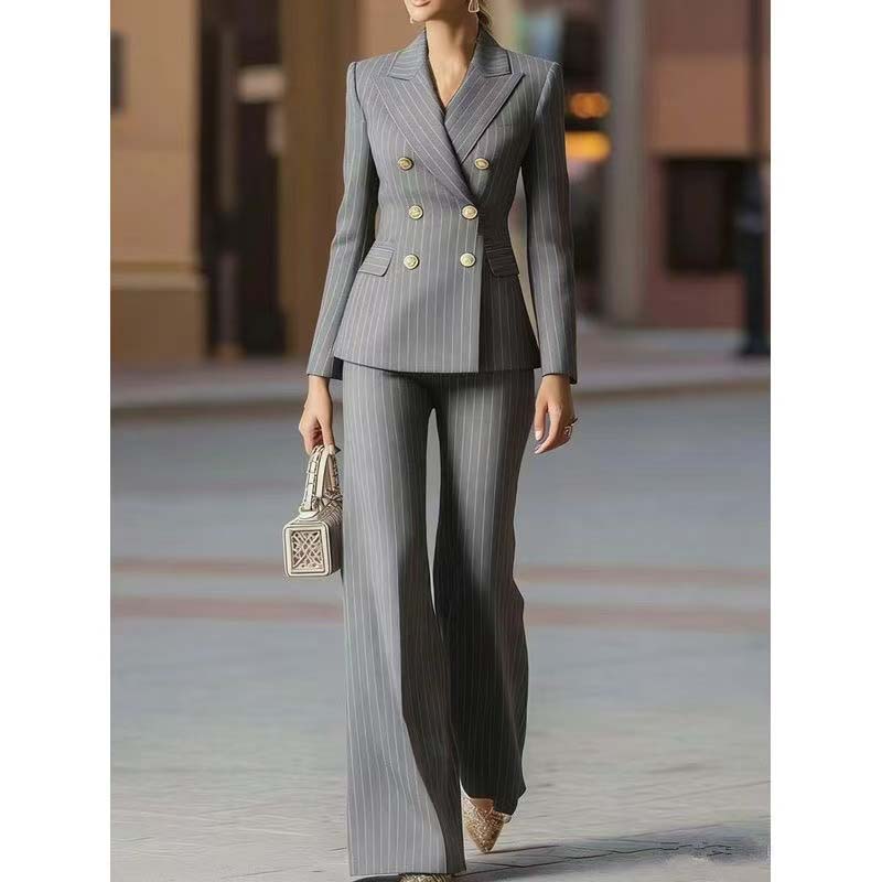 Autumn Pant Suit Women Striped - огляд і ціна Women Formal Wear Blazer Set